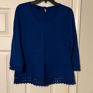 Talbots Royal Blue Blouse with Lace Trim